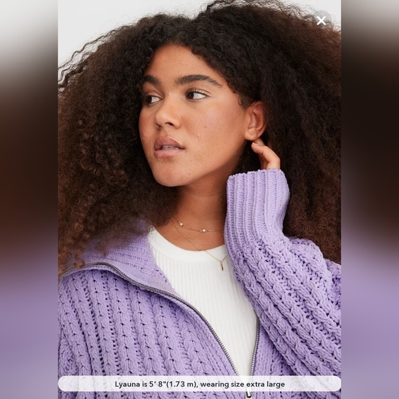 Aerie Cable Car Quarter Zip  Soft‎ Warm Purple Oversize Sweater Size XS - Picture 3 of 13